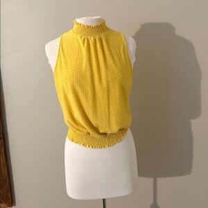W5 Yellow Sleeveless Textured Blouse
